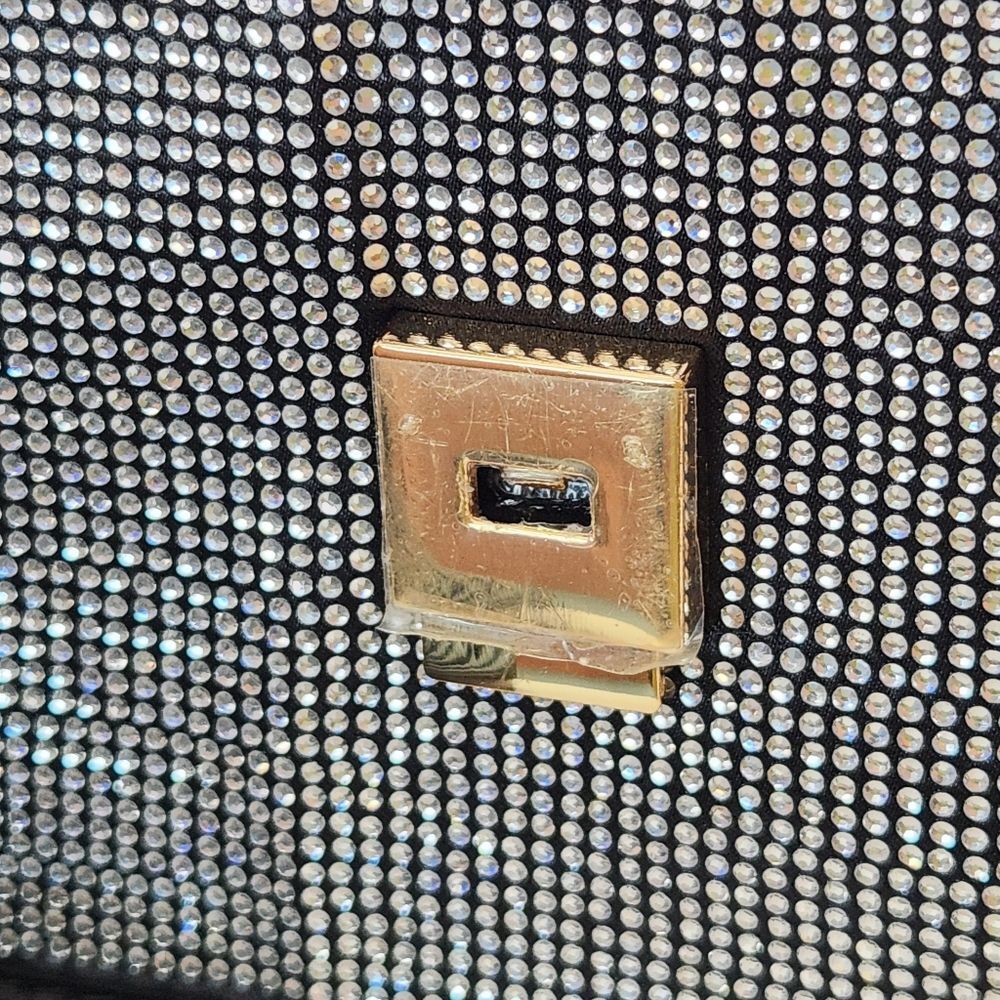 NEW!! Olivia Miller Women's Handbag With Strap Black Silver Dazzling Rhinestones - Picture 7 of 15